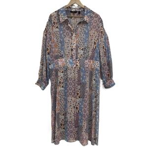 QVC G.I.L.I. Got It Love It Patchwork Sheer Maxi Dress Cover Up Boho Chic Style‎